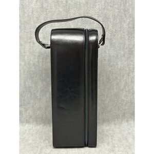 Royce Single Bottle Wine Carrier Black Leather Zippered Travel Tote Bag